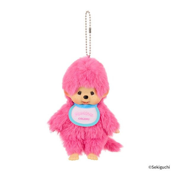 NEW Monchhichi Colors Neon Pink Plush Mascot Keychain - Picture 1 of 4